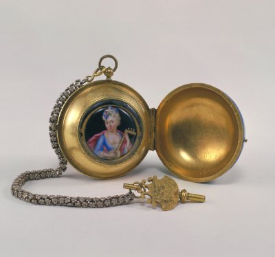 图片[2]-Copper gilded lady flute enamel painting pocket watch-China Archive